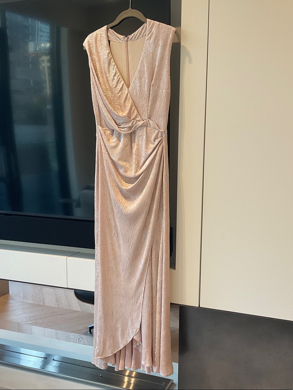 Elegant Blush Pink Wrap Maxi Dress